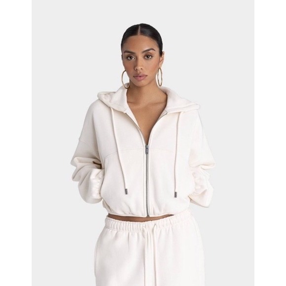 KBB by Kahlana Tops - KBB by KAHLANA Women's 'The Zip-Up Hoodie' Cream Jacket Size Medium
